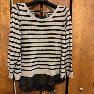 Torrid Black and Gray Striped Women's Bowtied split back layered Sweater